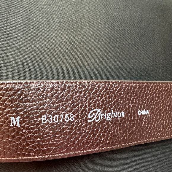 BRIGHTON Brown Gold Belt Silver Light Gold Leather Tie Casual Size Medium M